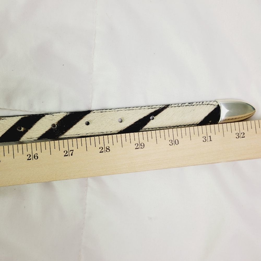 BB Simon Zebra print calf hair leather belt silver buckle - Picture 6 of 7